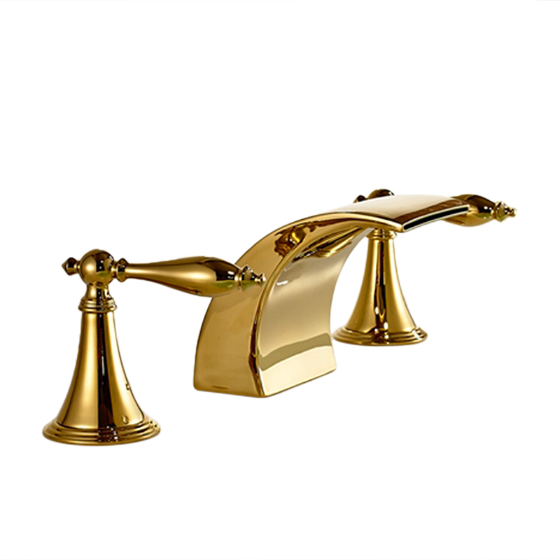 Gold Finish LED Mixer Bathroom Sink Faucet